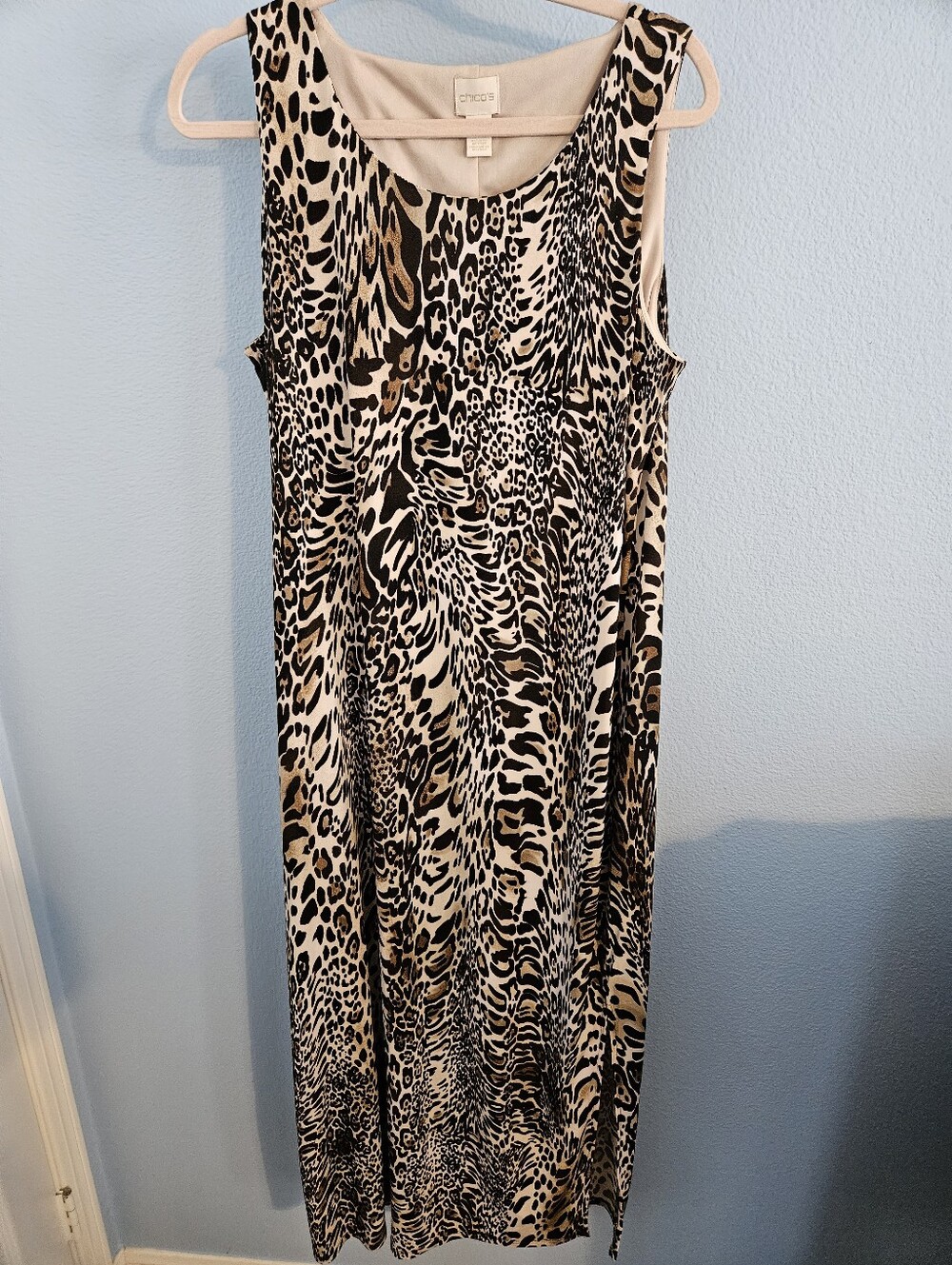 Chico's Beige and Black Animal Print Maxi Dress
